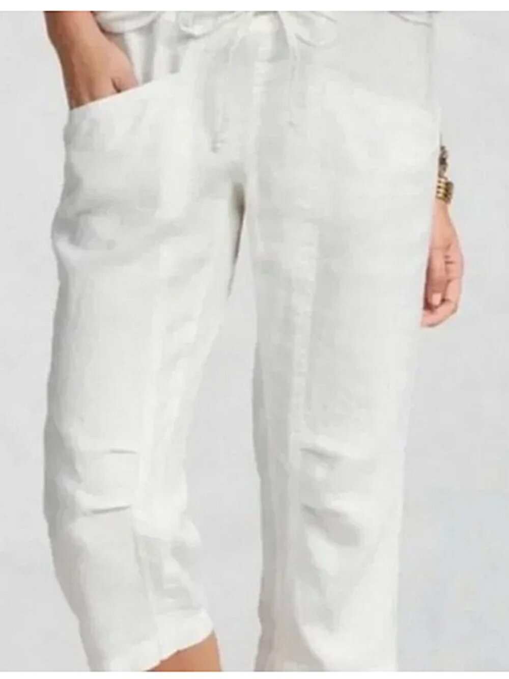 Cabi White Linen Crop Pants size S